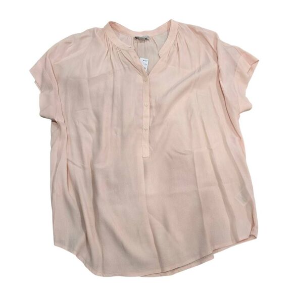 J. Crew Point Sur Drapey Popover‎ Top Women's Small Blush Pink V-Neck Blouse NWT - Picture 2 of 8